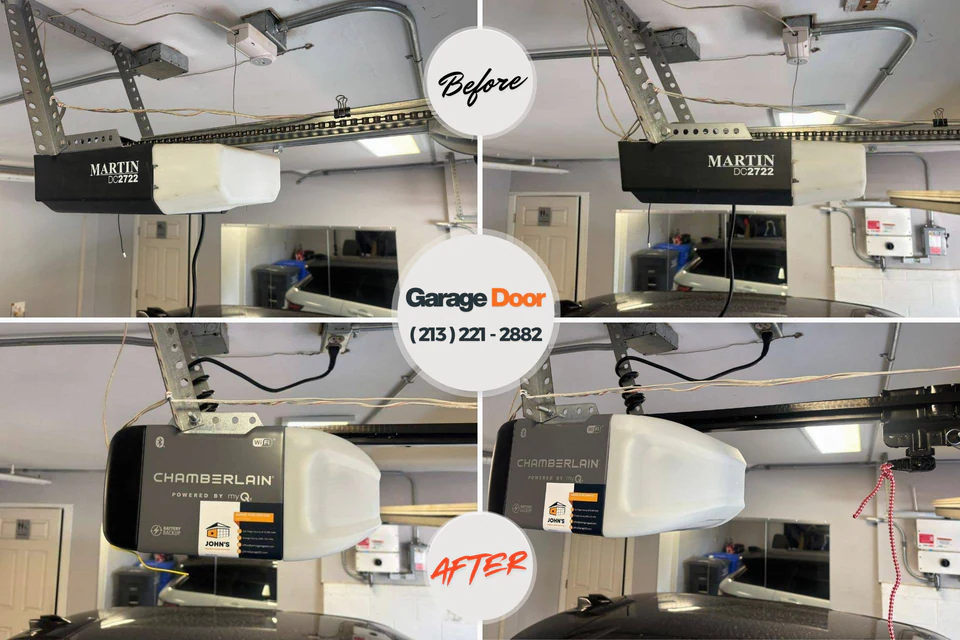 Before and after: garage door repair Meridian Village, CO